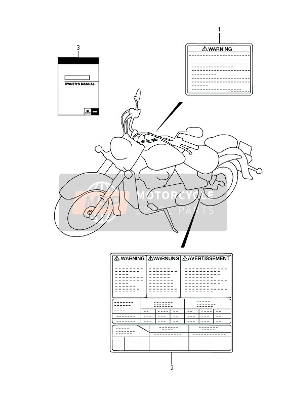 Suzuki VL800B INTRUDER 2014 Etiqueta (VL800B E02) para un 2014 Suzuki VL800B INTRUDER