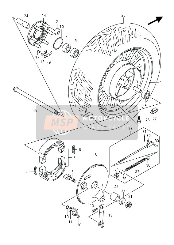 Suzuki VL800B INTRUDER 2014 Rear Wheel for a 2014 Suzuki VL800B INTRUDER