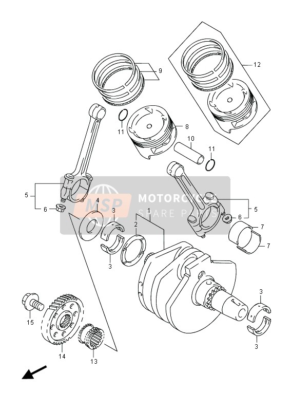 Suzuki VZ800 INTRUDER 2014 Crankshaft for a 2014 Suzuki VZ800 INTRUDER