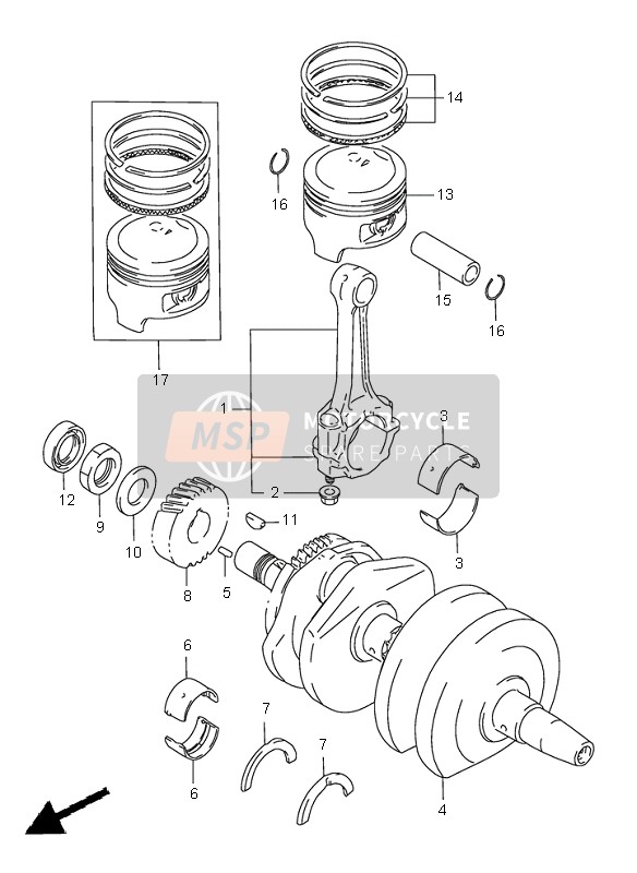 Suzuki GS500E 1998 Crankshaft for a 1998 Suzuki GS500E