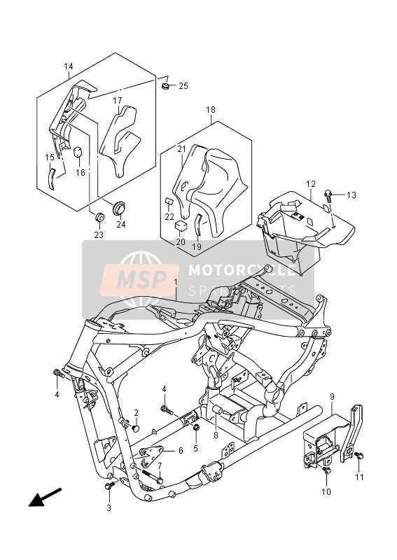 Suzuki VZ800 INTRUDER 2014 Frame for a 2014 Suzuki VZ800 INTRUDER