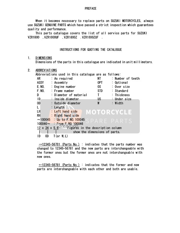 Suzuki VZR1800 (M1800) INTRUDER 2014 Preface 2 for a 2014 Suzuki VZR1800 (M1800) INTRUDER