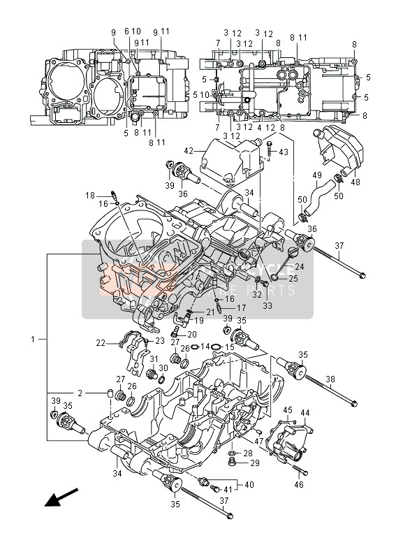 Suzuki VZR1800 (M1800) INTRUDER 2014 Crankcase for a 2014 Suzuki VZR1800 (M1800) INTRUDER