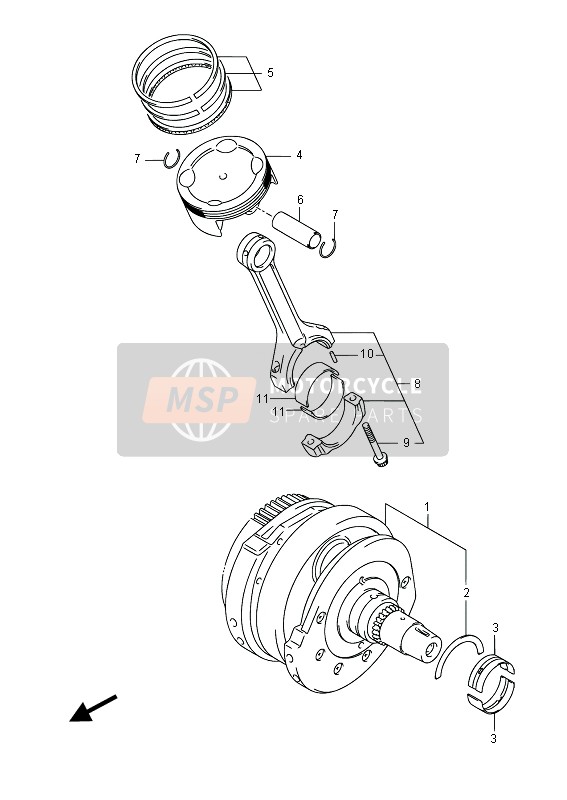 Suzuki VZR1800 (M1800) INTRUDER 2014 Crankshaft for a 2014 Suzuki VZR1800 (M1800) INTRUDER