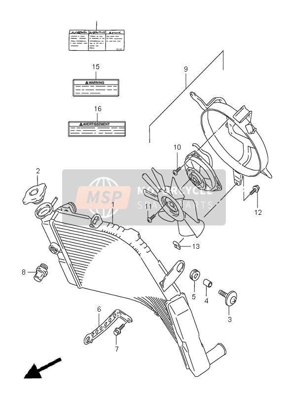 Suzuki GSX-R600 1998 Radiateur pour un 1998 Suzuki GSX-R600