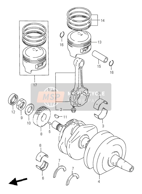 Suzuki GS500(H) 2001 Vilebrequin pour un 2001 Suzuki GS500(H)