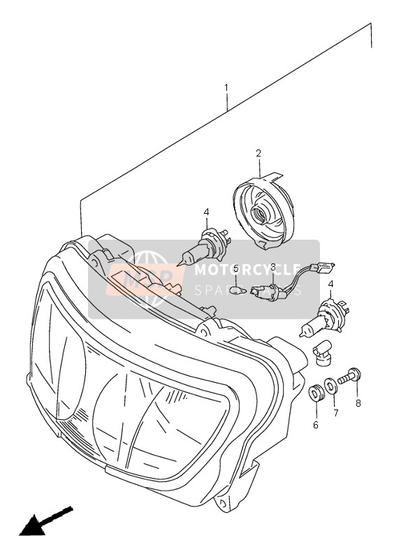 Suzuki GSX-R600 1998 Headlamp (E2-E24) for a 1998 Suzuki GSX-R600