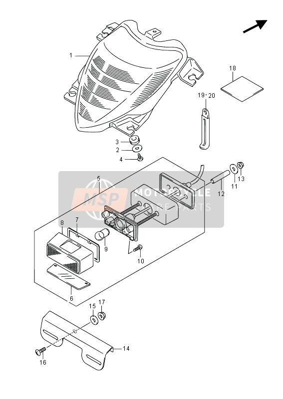 Suzuki VZR1800 (M1800) INTRUDER 2014 Combinatielamp achter (VZR1800 E02) voor een 2014 Suzuki VZR1800 (M1800) INTRUDER
