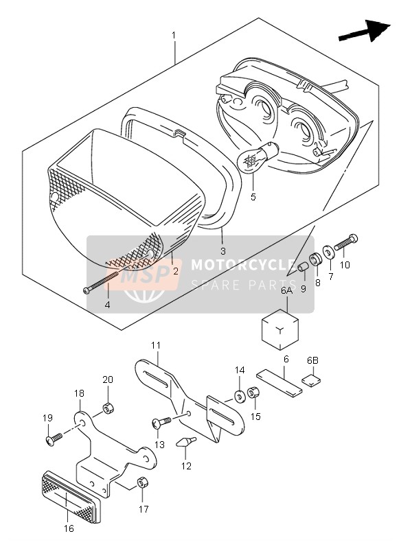 Suzuki GS500(H) 2001 Rear Combination Lamp for a 2001 Suzuki GS500(H)