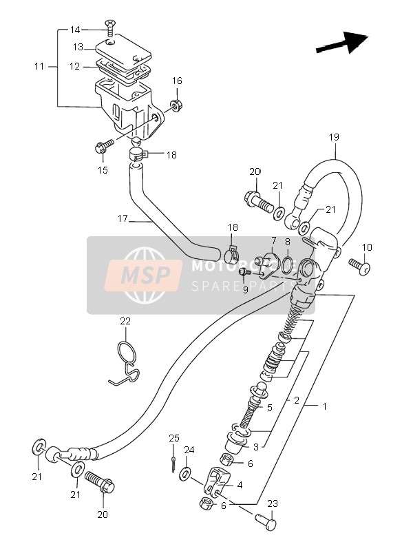 Suzuki GS500(H) 2001 Pompa freno posteriore per un 2001 Suzuki GS500(H)