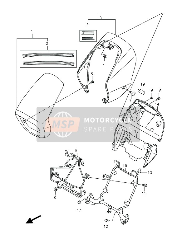 Suzuki VZR1800 (M1800) INTRUDER 2014 Headlamp Cover (VZR1800ZUF E19) for a 2014 Suzuki VZR1800 (M1800) INTRUDER