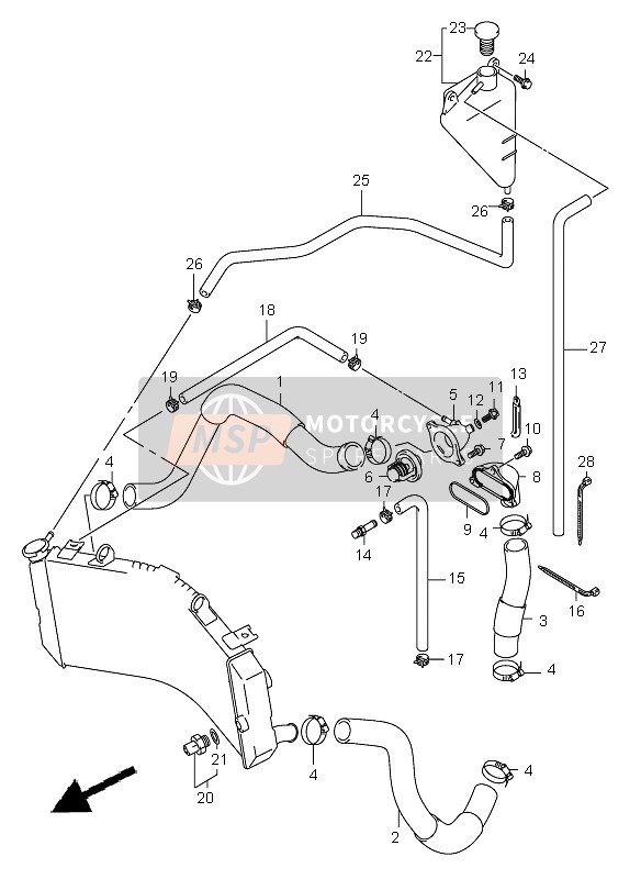 Suzuki GSX-R600 2001 Radiator Hose for a 2001 Suzuki GSX-R600