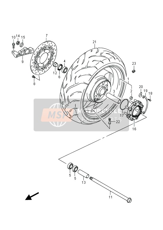 Suzuki VZR1800 (M1800) INTRUDER 2014 Rear Wheel (VZR1800 E02) for a 2014 Suzuki VZR1800 (M1800) INTRUDER