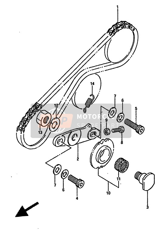 1268214A01, Shaft, Chain Tensioner, Suzuki, 3