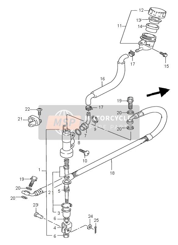 6119600B21, Guide, Brake Hose, Front, Suzuki, 2