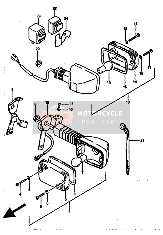 Suzuki DR600R 1989 Lámpara de señal de giro para un 1989 Suzuki DR600R