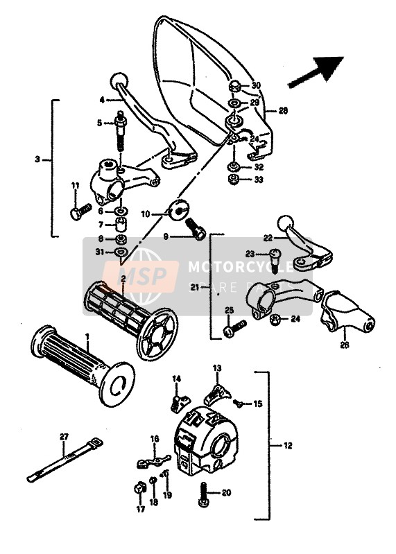 Suzuki DR600R 1989 Interruptor de la manija izquierda para un 1989 Suzuki DR600R