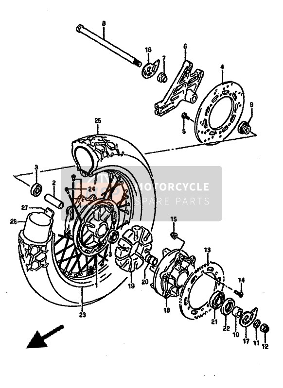 Suzuki DR600R 1989 Rear Wheel for a 1989 Suzuki DR600R