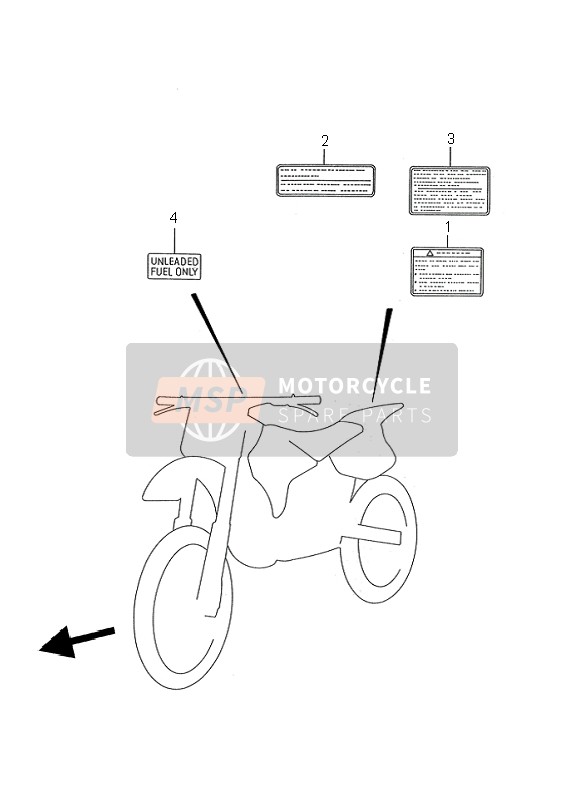 Suzuki RM250 1995 Etiqueta para un 1995 Suzuki RM250