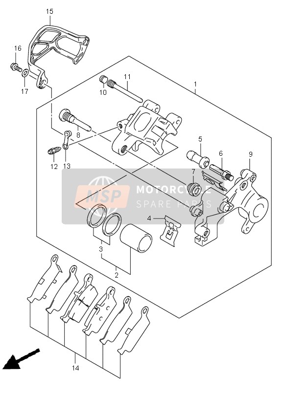 Suzuki RM125 2003 BREMSSATTEL HINTEN für ein 2003 Suzuki RM125