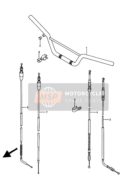 Suzuki RM80 1990 Manillar & Cable de control para un 1990 Suzuki RM80