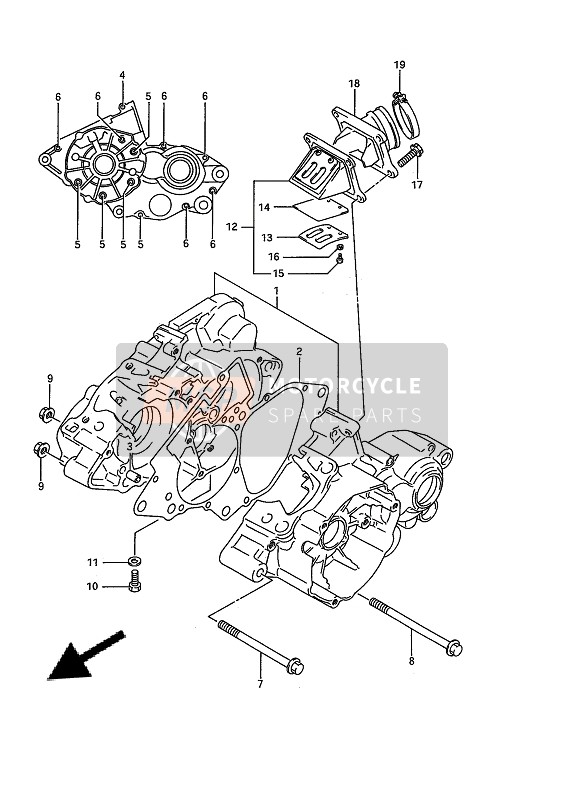 Suzuki RM80 1992 Crankcase for a 1992 Suzuki RM80