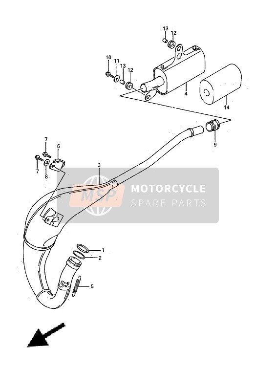 Suzuki RM80 1992 Muffler for a 1992 Suzuki RM80