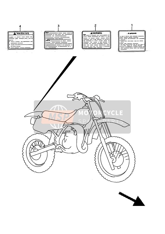 Suzuki RM80 1992 Etiqueta para un 1992 Suzuki RM80