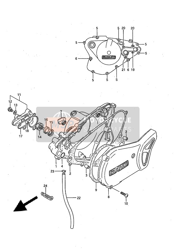 Suzuki RM80X 1988 Crankcase Cover & Water Pump for a 1988 Suzuki RM80X