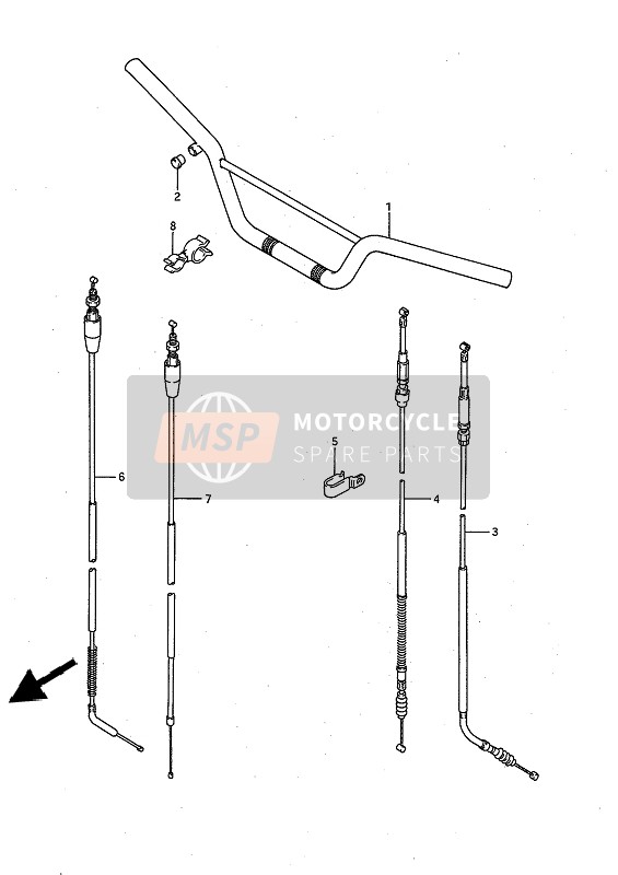 Suzuki RM80X 1989 Handlebar & Control Cable for a 1989 Suzuki RM80X