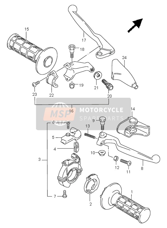 Suzuki RM85 (SW & LW) 2004 Handvat Hendel voor een 2004 Suzuki RM85 (SW & LW)