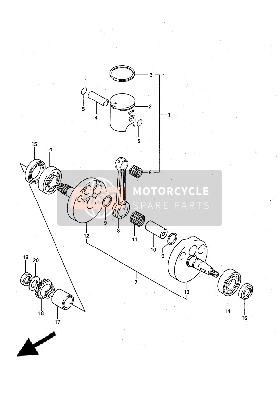 1210003810, Piston,  Kit RM80 P28, Suzuki, 0