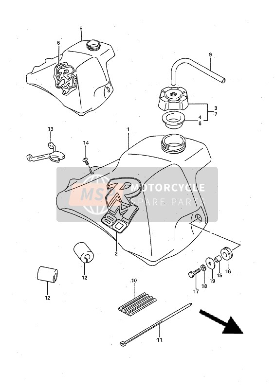 Suzuki RM80X 1991 Réservoir d'essence pour un 1991 Suzuki RM80X