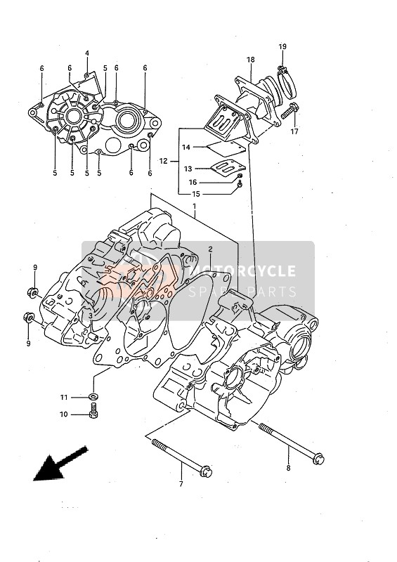 Suzuki RM80X 1992 Crankcase for a 1992 Suzuki RM80X