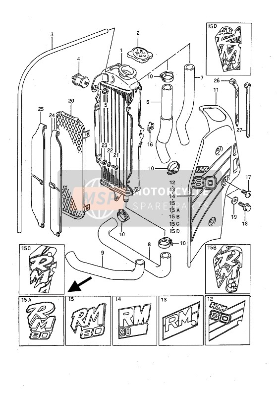 Suzuki RM80X 1993 KÜHLER für ein 1993 Suzuki RM80X