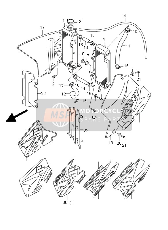 Suzuki RM125 2004 Radiateur pour un 2004 Suzuki RM125