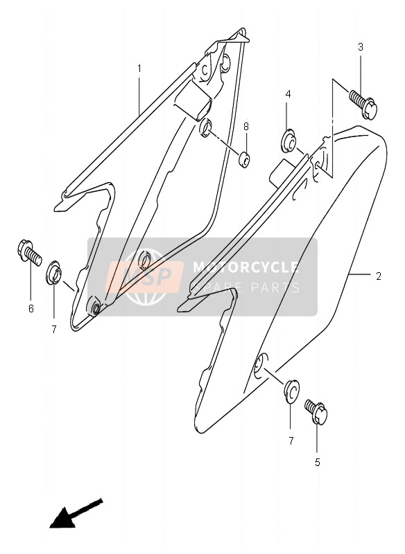 Suzuki RM125 2004 Cubierta del marco para un 2004 Suzuki RM125