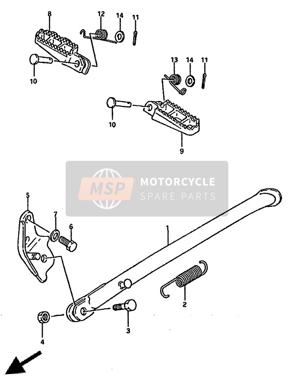 Suzuki RM125 1988 STÄNDER & FUSSRASTE für ein 1988 Suzuki RM125