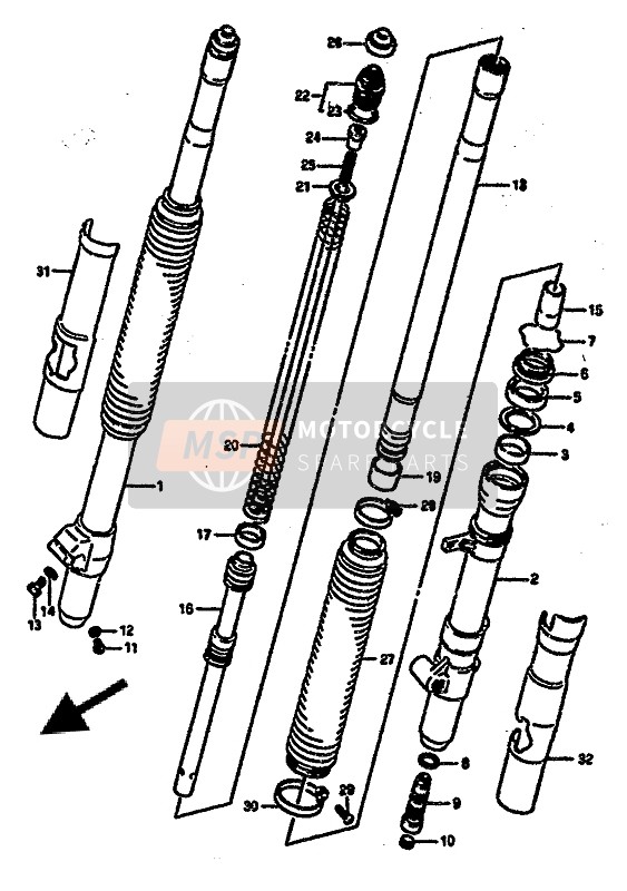 Suzuki RM250 1987 Front Fork for a 1987 Suzuki RM250