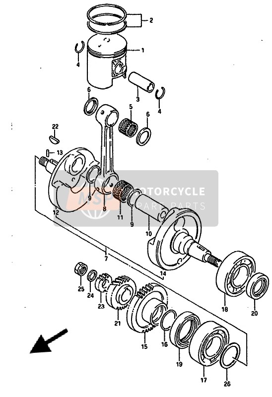 1221113A010A0, Pin,Crank, Suzuki, 2