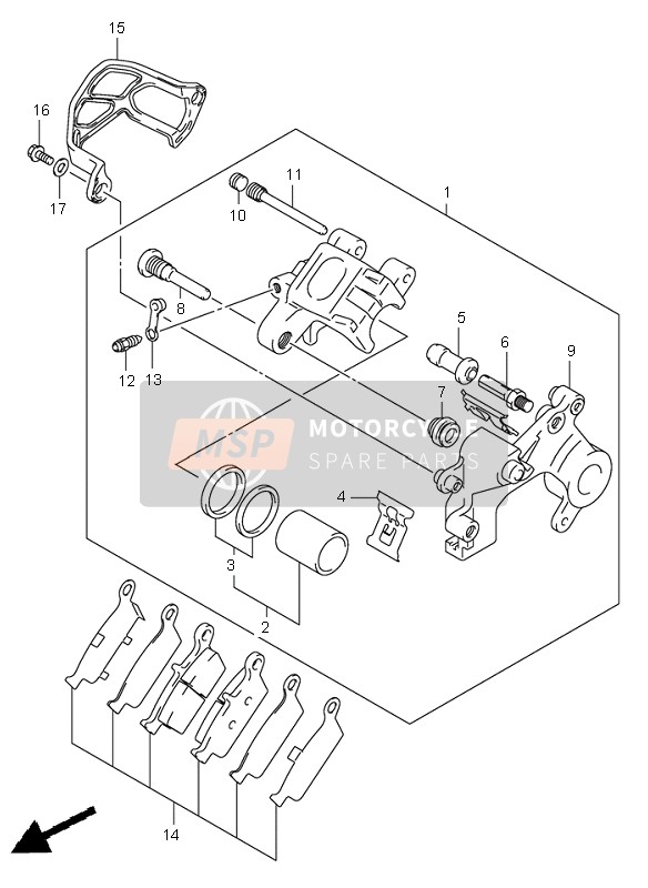 Suzuki RM125 2004 BREMSSATTEL HINTEN für ein 2004 Suzuki RM125