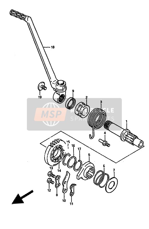 Suzuki TS250X 1988 Kick Starter voor een 1988 Suzuki TS250X