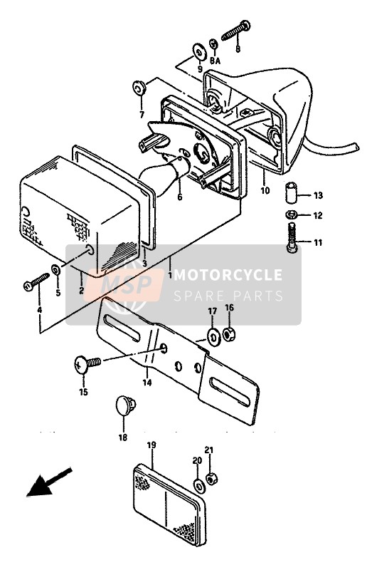 Suzuki TS250X 1988 Fanale posteriore combinato per un 1988 Suzuki TS250X