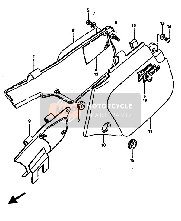 Suzuki TS250X 1988 Couverture de cadre pour un 1988 Suzuki TS250X