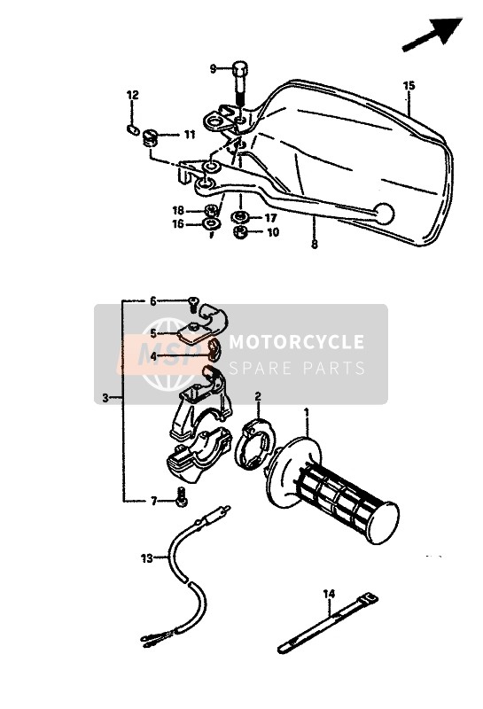 Suzuki TS250X 1988 RECHTER HANDSCHALTER (E1-E2-E21-E24-E25) für ein 1988 Suzuki TS250X