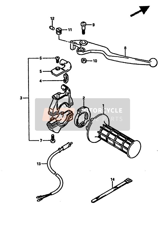 Suzuki TS250X 1988 Interruptor de la manija derecha (E15-E16-E17-E22) para un 1988 Suzuki TS250X