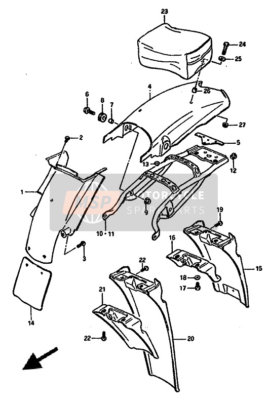 Suzuki TS250X 1989 Rear Fender for a 1989 Suzuki TS250X