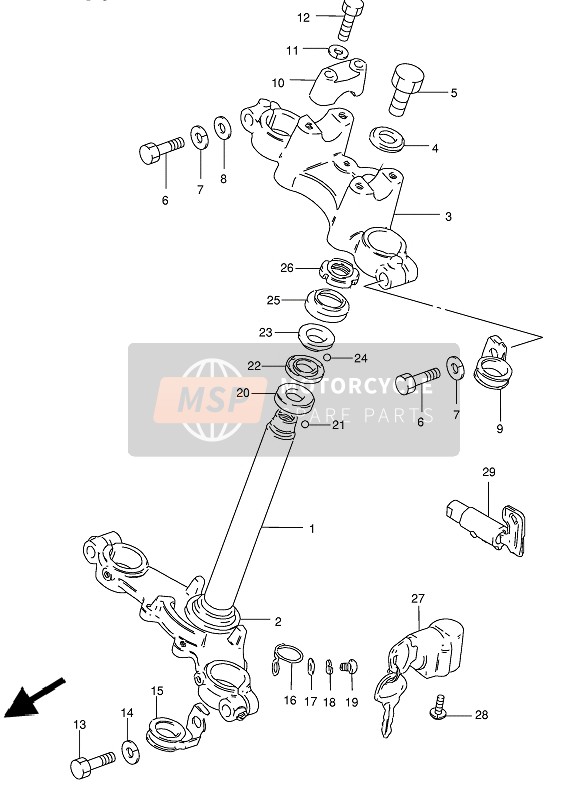 Suzuki TS50XK 1994 Steering Stem for a 1994 Suzuki TS50XK