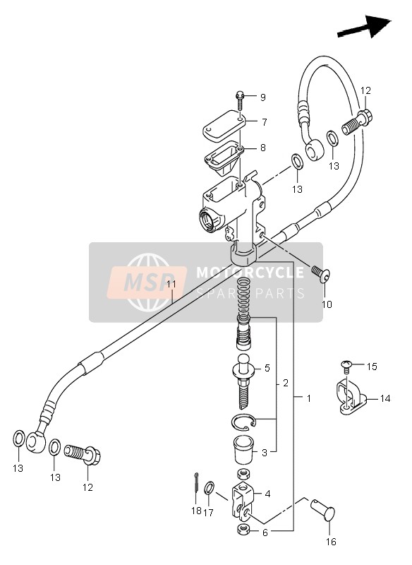 Suzuki RM250 2004 Maître-cylindre arrière pour un 2004 Suzuki RM250