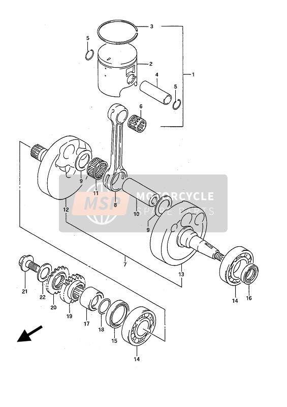 Suzuki RM125 1990 Crankshaft for a 1990 Suzuki RM125